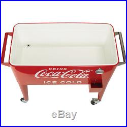 Rolling Retro Coca-Cola Cooler 80 Qt Vintage Ice Chest Outdoor Party Fridge NEW