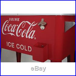 Rolling Retro Coca-Cola Cooler 80 Quart Vintage Ice Chest Patio Drink Fridge New