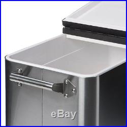 Rolling Wheel Cooler Ice Chest Stainless Steel Patio Portable Tray Party 80 QT