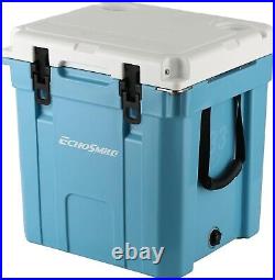 Rotomolded Cooler, 5 Days Ice Chest, 35QT Blue Cooler with Built-in Cup Holdes