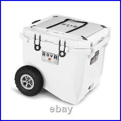 RovR 45PROLLRW Rolling Outdoor Insulated Cooler with Wheels, 45 Quart, White