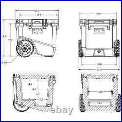RovR 45PROLLRW Rolling Outdoor Insulated Cooler with Wheels, 45 Quart, White
