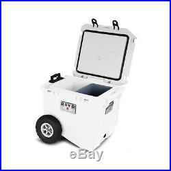 RovR RollR Portable Rolling Insulated Cooler with Wheels 45 Quart White (Open Box)