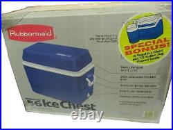 Rubbermaid 56 qt Cooler & 10 quart Ice Chest, 2 Piece Value Pack Blue withorig. Box