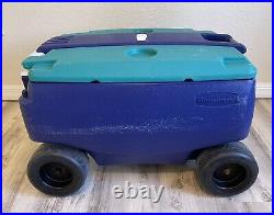 Rubbermaid Cooler Wagon, Rare Vintage Color, 4 Wheels, 60 Qt Ice Chest, Rolling