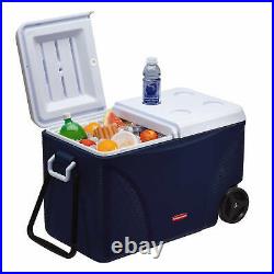 Rubbermaid Wheeled Ice Chest 75 qt Cooler Outdoor Portable Rolling Tow Handle