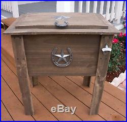 Rustic Country Cooler 54 Qt Vintage Ice Chest Bottle Opener Picnic Patio Outdoor