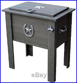 Rustic Wood Cooler Star Horseshoe Log Cabin Outdoor Patio Porch Party Deck Beer