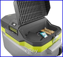 Ryobi 18v 50 Qt. Built-In Cup Holder Towing Handle Attached Lid Cooling Cooler