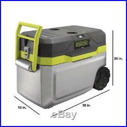 Ryobi 50 Qt. Cooling Cooler Kit With Battery And Charger Box Rolling Wheel Camp