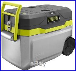 Ryobi 50 Qt. Cooling Cooler Kit With Battery And Charger Box Rolling Wheel New