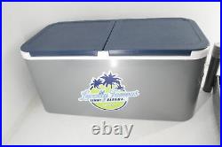 SEE NOTES Tommy Bahama 77 Quart Rolling Stainless Steel Cooler w Wheels Gray
