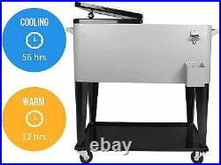 SHAREWIN 80 Qt Rolling Cooler Cart Ice Chest for Party Outdoor Patio Deck
