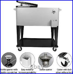 SHAREWIN Gray 80QT Rolling Cooler Cart Ice Chest for Outdoor Patio Deck Party
