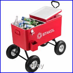 STAKOL Portable 80 QT Cooler Drink Ice Chest Rolling Party Outdoor Activities