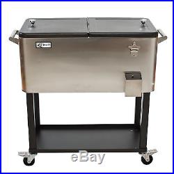Stainless Steel Beverage Cooler with Shelf for Outdoor Patio or Deck