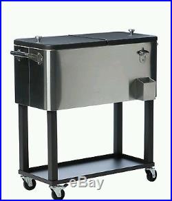 Stainless Steel Cooler Cart with Shelf