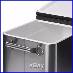 Stainless Steel Cooler On Wheels Beverage Party Tub Ice Box Outdoor Patio Fun