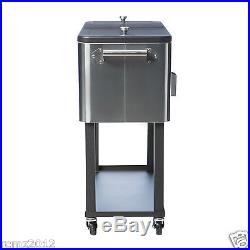 Stainless Steel Cooler On Wheels Patio Cart With Stand Portable Ice Chest