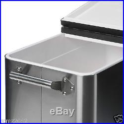 Stainless Steel Cooler On Wheels Patio Cart With Stand Portable Ice Chest