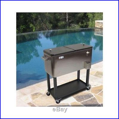 Stainless Steel Cooler with Shelf Ice Beverage Outdoor Chest