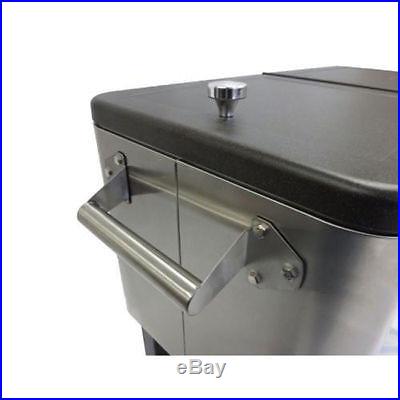Stainless Steel Cooler with Shelf Ice Beverage Outdoor Chest