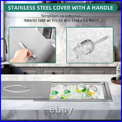 Stainless Steel Outdoor/Indoor Drop-in Ice Chest Cooler Beer Bin Box with Cover