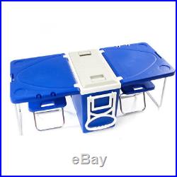 Summer Ice Cooler Camping Outdoor Picnic Foldable Table Ice Box Rolling Cooler