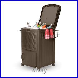 Suncast 77 Qt. Resin Wicker Cooler with Cabinet