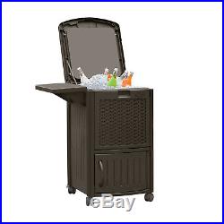 Suncast 77 Qt Resin Wicker Patio Cooler with Cabinet & Wire Basket, Java(Open Box)