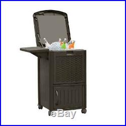 Suncast 77 Quart Resin Wicker Patio Cooler with Cabinet and Wire Basket (Used)