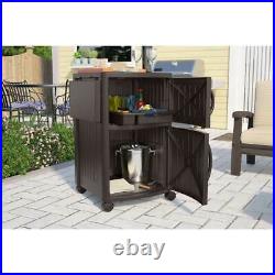Suncast Counter Outdoor Meal Serving Station and Patio Cabinet, Brown (Open Box)
