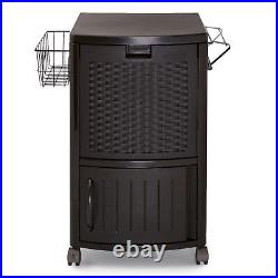 Suncast DCCW3000D 77 Quart Resin Wicker Patio Cooler with Cabinet & Wire Basket