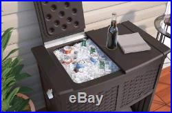 Suncast Entertain Cooler Station Outdoor Patio Ice Drink Storage Bottle Opener