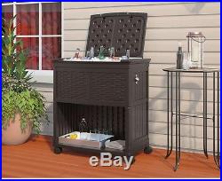 Suncast Entertaining Cooler Station Storage Ice Soda Beer Drinks Outdoors Patio