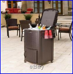 Suncast Resin Wicker Cooler Outdoor Patio Ice Deck Chest Bar Portable Party Pool