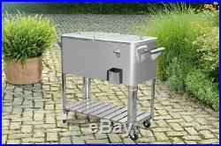 Sunjoy 80Qt Stainless Steel Patio Cooler with Shelf 2DAY TAX