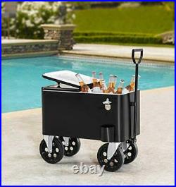 Sunjoy A601006600 Audrey 60 Quart Cooler Cart, Black