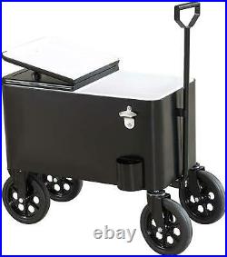 Sunjoy A601006600 Audrey 60 Quart Cooler Cart, Black