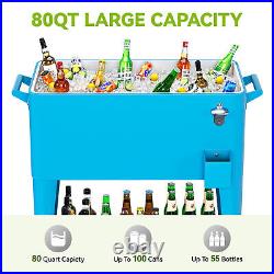TAUS Ice Chest Cart Cooler Cart withBottle Opener Drainage, Portable Patio Cooler