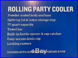 TOMMY BAHAMA 77 Qt. Rolling Party Cooler, Blue SHIPS FREE