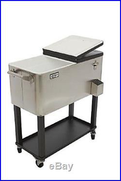TRINITY 304 Grade STAINLESS STEEL COOLER, 80 Qt Standing Wheeled BEVERAGE COOLER