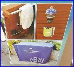 Teak Wood Party Cooler-Tommy Bahama-Back Yard-Yacht-Serving Cart-BBQ Grill