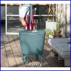 Teal Table & Cooler in One, Outdoor Accent BBQ Patio Deck Pool, Cool Bar Resin