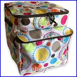 Thirty-One Insulated Rolling Cooler Tote on Wheels, Colorful Polka Dots Pattern