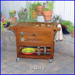 Tommy Bahama 100QT Wood Rooling Patio Garden Cooler