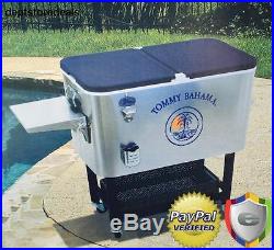 Tommy Bahama 100 Qt Rolling Party Cooler Patio Beach Portable Ice Cooler NEW