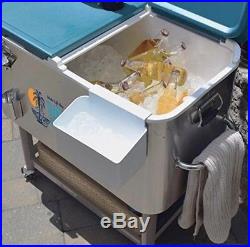 Tommy Bahama 100 Qt Stainless Steel Rolling Party Cooler 130 Can Capacity