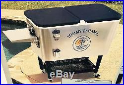 Tommy Bahama 100 Quart Qt Stainless Steel Cooler Rolling Party Patio Wheels
