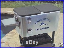Tommy Bahama 100 Quart Stainless Patio Cooler Ice Chest Cooler 130 Can Tray